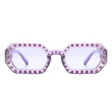 HS2154 - Square Retro Geometric Tinted Rhinestone Fashion Wholesale Sunglasses