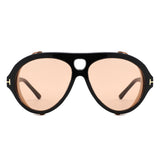 HS2243 - Oversize Retro Aviator Keyhole Color-Tint Wholesale Sunglasses