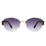 HJ2077 - Oval Rimless Tinted Chic Round Fashion Women Wholesale Sunglasses