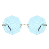 HW2062 - Geometric Round Spider Web Tinted Colored Wholesale Sunglasses
