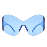 HW1012 - Women Fashion Rimless Oversized Shield Wraparound Wholesale Sunglasses