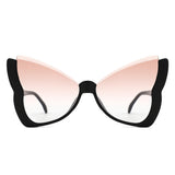 HS1401 - Oversized Winged Cat Eye Semi-Rimless Butterfly Wholesale Sunglasses