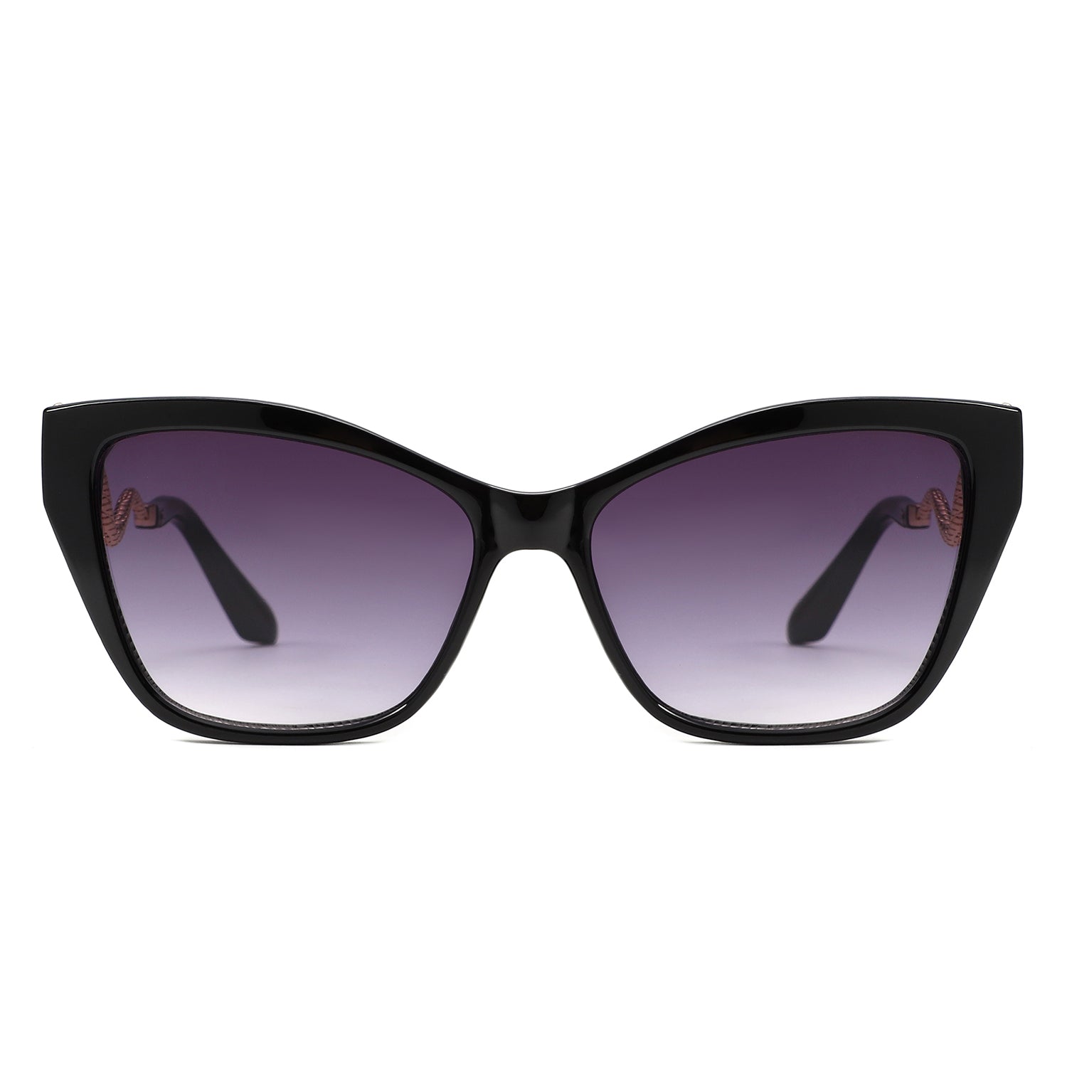 HS2207 - Oversized Square Cat-Eye Wavy Temples Sunglasses - Iris Fashion