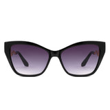 HS2207 - Oversized Square Cat-Eye Wavy Temples Sunglasses - Iris Fashion