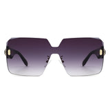 HS2198 - Oversize Rimless Fashion Shield Square Wholesale Sunglasses