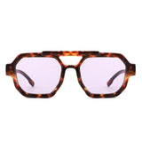 HS1342 - Square Geometric Block Brow-Bar Aviator Wholesale Sunglasses