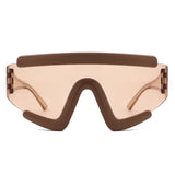 HS2195 - Futuristic Shield Oversize Wraparound Visor Wholesale Sunglasses