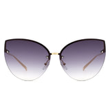 HJ2071 - Women Cat Eye Rimless Chic Fashion Wholesale Sunglasses