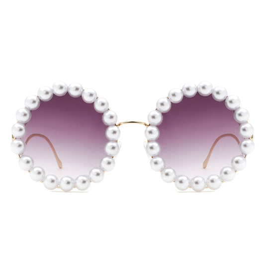 HJ2086 - Round Fashion Pearl Luxury Wavy Frame Women Wholesale Sunglasses