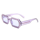 HS2154 - Square Retro Geometric Tinted Rhinestone Fashion Wholesale Sunglasses