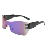 HW1010 - Futuristic Square Mirrored Flat Top Wrap Around Shield Wholesale Sunglasses