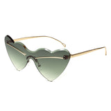 HJ2106 - Rimless Heart-Shaped Gradient Gold-Temple Wholesale Sunglasses