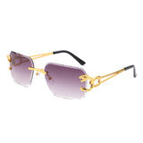 HJ2084 - Rimless Square Cheetah Luxury Geometric Wholesale Sunglasses