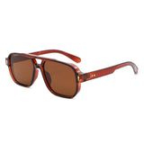 HS1433 - Oversized Brow-Bar Square Aviator Sunglasses