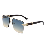 HW3021 - Retro Square Rimless Brow-Bar Tinted Fashion Wholesale Sunglasses
