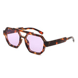 HS1342 - Square Geometric Block Brow-Bar Aviator Wholesale Sunglasses