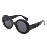 HS1314 - Women Round Sculpted Fashion Chunky Oval Wholesale Sunglasses