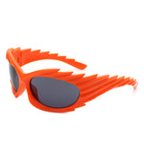 HS2136-1 - Wrap Around Oval Spike Oversize Fashion Wholesale Sunglasses