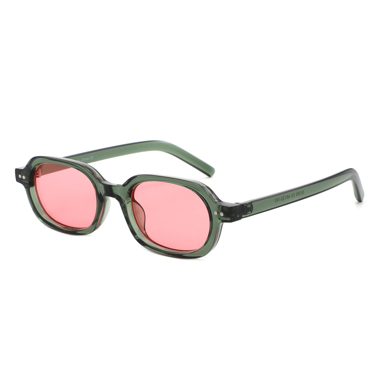 S1255 - Retro Oval Rectangle Chunky Frame Sunglasses - Iris Fashion