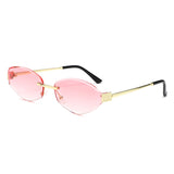 HJ2117 - Rimless Oval Slim Gold Temple Fashion Wholesale Sunglasses