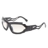 HS1236 - Geometric Rectangle Futuristic Wrap Around Wholesale Sunglasses