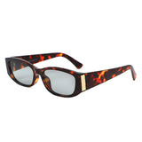 S1266 - Slim Narrow Rectangle Gold Accent Fashion Sunglasses - Iris Fashion