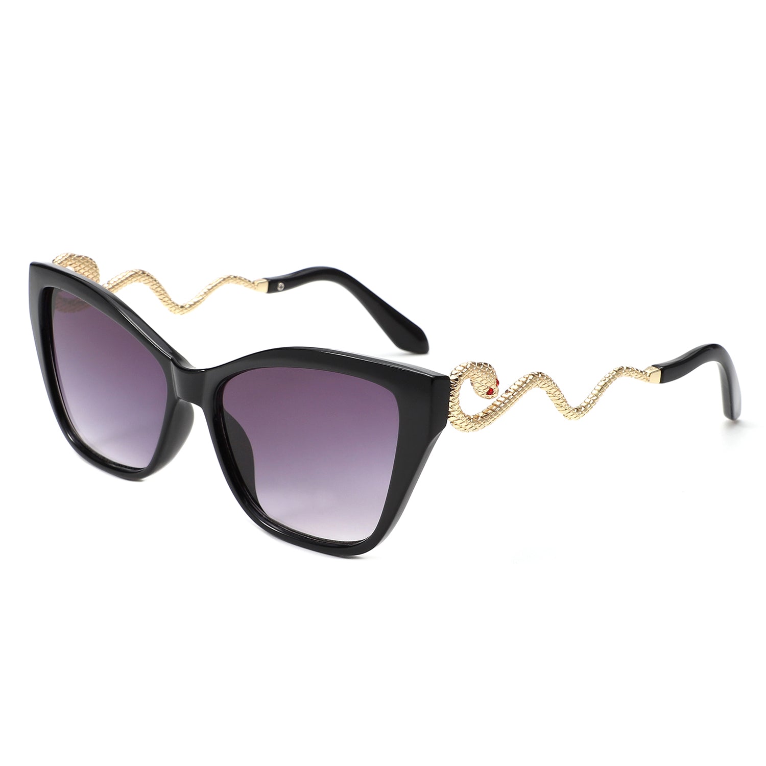 HS2207 - Oversized Square Cat-Eye Wavy Temples Sunglasses - Iris Fashion