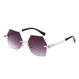 HJ2143 - Rimless Hexagon Gradient Gold-Temple Wholesale Sunglasses