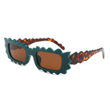 HS1309 - Rectangle Modern Spikes Irregular Wavy Square Wholesale Sunglasses