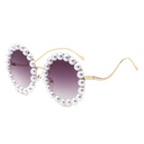 HJ2086 - Round Fashion Pearl Luxury Wavy Frame Women Wholesale Sunglasses