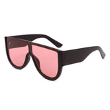 HS2261 - Oversized Flat Top Aviator Style Shield Sunglasses
