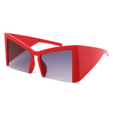HS1286 - Geometric Square Semi-Rimless Cat Eye Oversize Fashion Wholesale Sunglasses