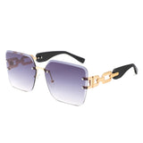 HJ3035 - Square Chain-Link Luxurious Oversize Rimless Wholesale Sunglasses