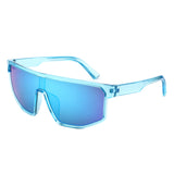 HS2202 - Sporty Retro Futuristic Visor Mirrored Square Wholesale Sunglasses