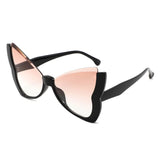 HS1401 - Oversized Winged Cat Eye Semi-Rimless Butterfly Wholesale Sunglasses