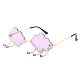 HJ2095 - Rimless Cloud Shape Hanging Charms Wholesale Sunglasses