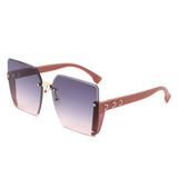 HW2066 - Rimless Fashion Square Flat Top Wholesale Sunglasses