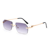 HJ2090 - Rimless Leopard Design Tinted Lens Square Wholesale Sunglasses
