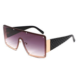 HJ2111 - Oversized Flat Top Stud Trim Shield Wholesale Sunglasses