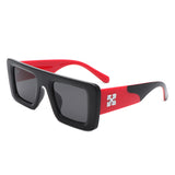 HS1280 - Square Retro Flat Top Thick Frame Two-Tone Wholesale Sunglasses