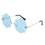 HW2062 - Geometric Round Spider Web Tinted Colored Wholesale Sunglasses
