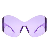 HW1012 - Women Fashion Rimless Oversized Shield Wraparound Wholesale Sunglasses