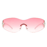 HW2064 - Rimless Sleek Double Star Fashion Shield Wholesale Sunglasses