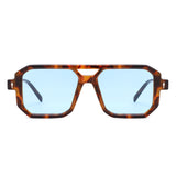 HS1382 - Square Brow-Bar Flat Top Tinted Lens Wholesale Sunglasses