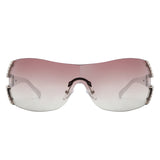 HJ3029 - Rectangle Rimless Fashion Luxury Women Oversize Wholesale Sunglasses