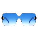 HS2198 - Oversize Rimless Fashion Shield Square Wholesale Sunglasses