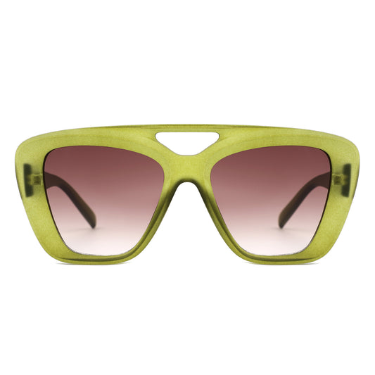 HS1367 - Oversized Bold Brow-Bar Square Wholesale Sunglasses