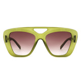 HS1367 - Oversized Bold Brow-Bar Square Wholesale Sunglasses