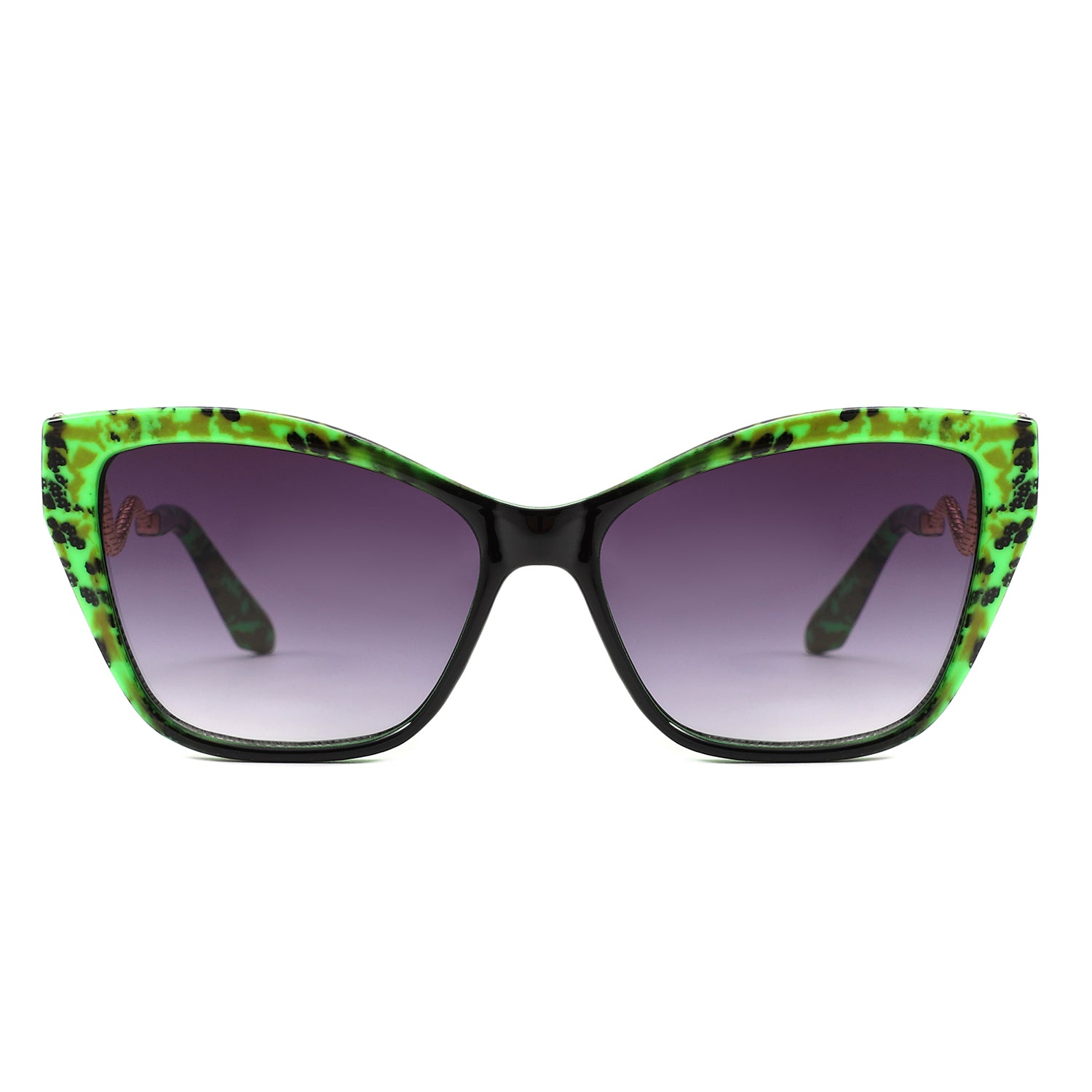HS2207 - Oversized Square Cat-Eye Wavy Temples Sunglasses - Iris Fashion