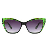 HS2207 - Oversized Square Cat-Eye Wavy Temples Sunglasses - Iris Fashion